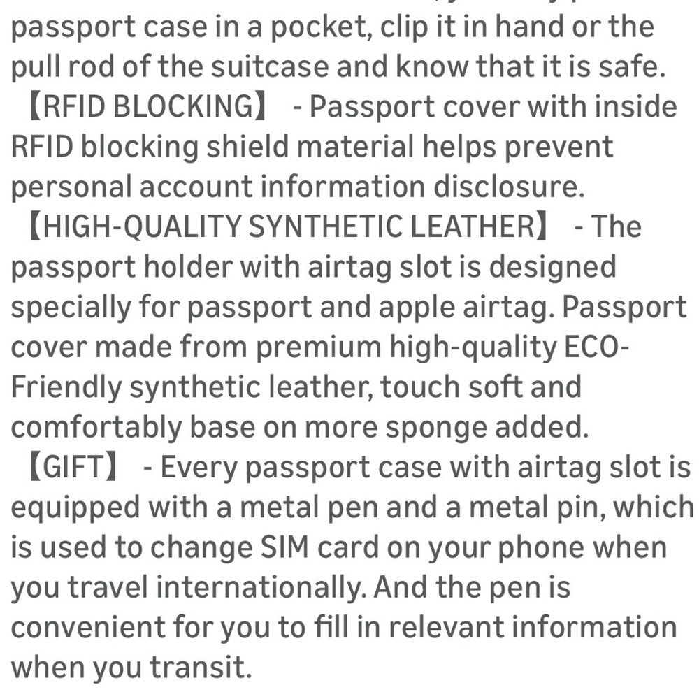NEW! Brown USA Passport Holder and Wallet with RFID, Air Tag Slot, Pen - Picture 10 of 11